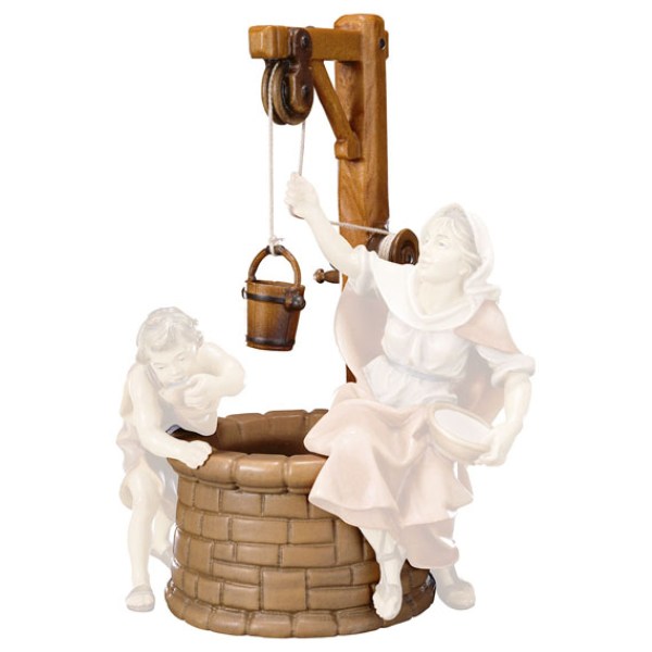 (0181) 700037 Brunnen mit Eimer Krippenfigur Holz Perathoner