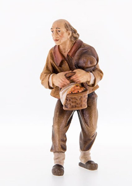 096 10601-12 Krippenfigur Holz Lepi Hirt mit Hut und Obstkorb